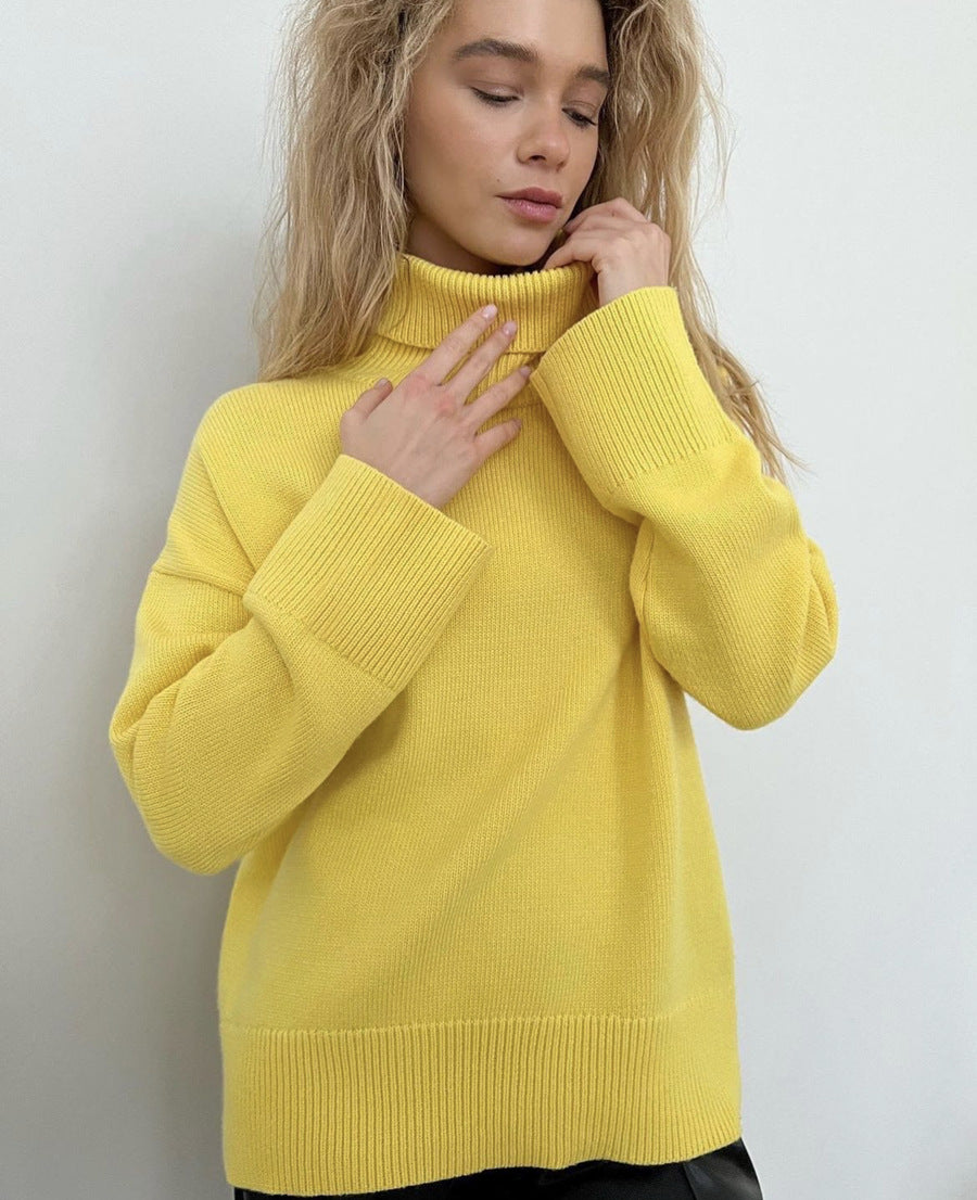 Damen Lässiger Rollkragenpullover aus hochwertigem Strick Drune