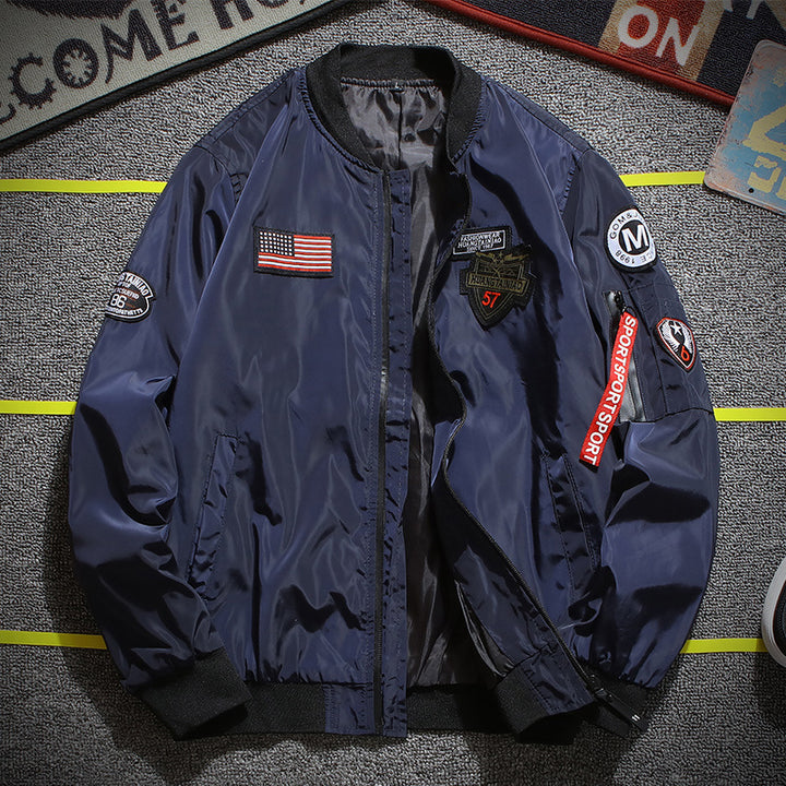 Herren nan stylische Bomberjacke mit Patch-Details und Ärmeltasche Drune