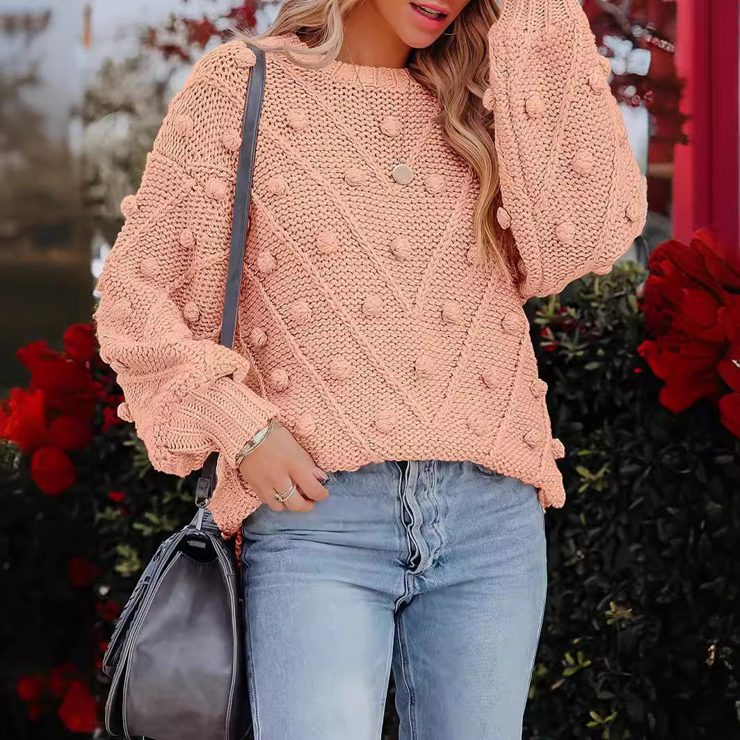 Damen stylischer Strickpullover mit strukturiertem 3D-Muster Drune
