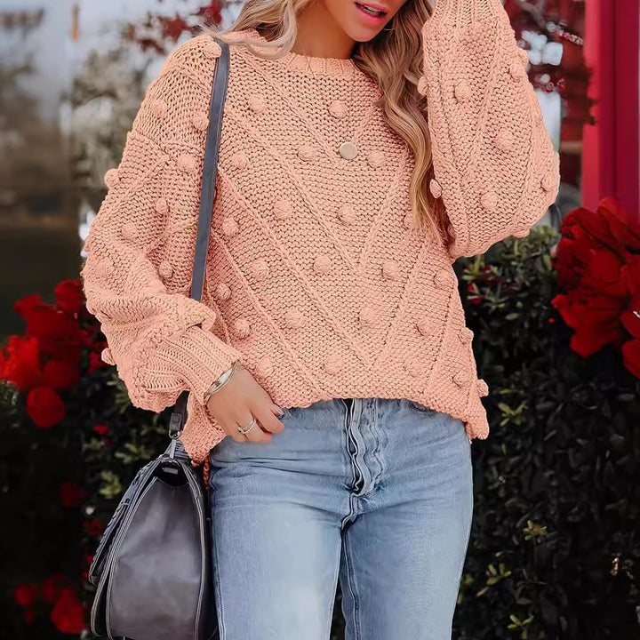 Damen stylischer Strickpullover mit strukturiertem 3D-Muster Drune