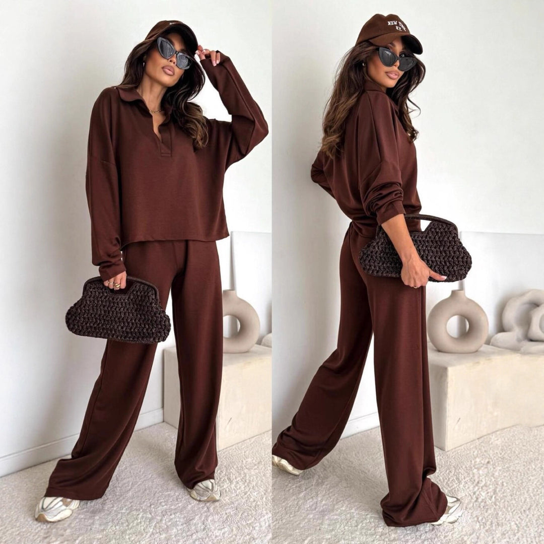 Damen sportliches und elegantes Oberteil mit Kragen Drune