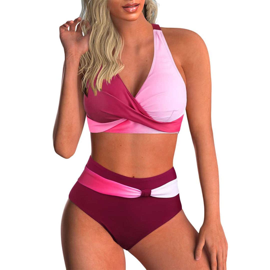 Damen Hochtailliertes Bikiniset mit Wickeloberteil Drune