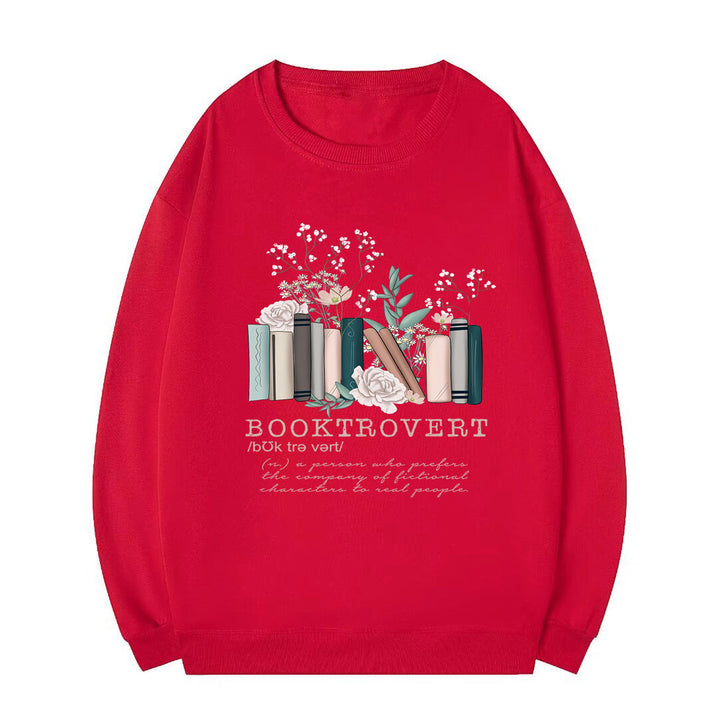 Damen Sweatshirt mit verspieltem Bücherdesign und inspirierendem Schriftzug Drune