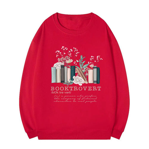 Damen Sweatshirt mit verspieltem Bücherdesign und inspirierendem Schriftzug Drune