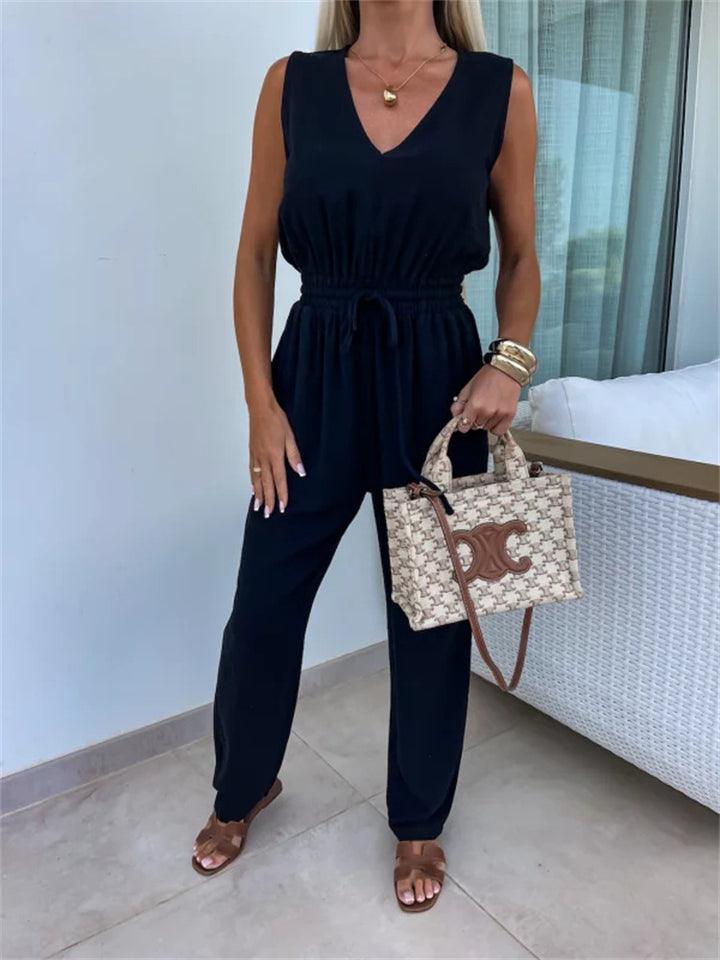 Damen komfortabler Jumpsuit mit elastischem Taillenzug Drune