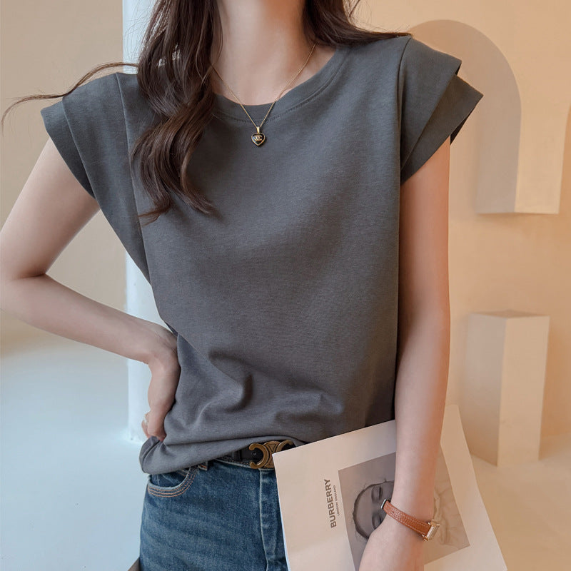 Damen elegantes Basic Shirt mit modischem Schnitt und bequemen Kurzarm Drune
