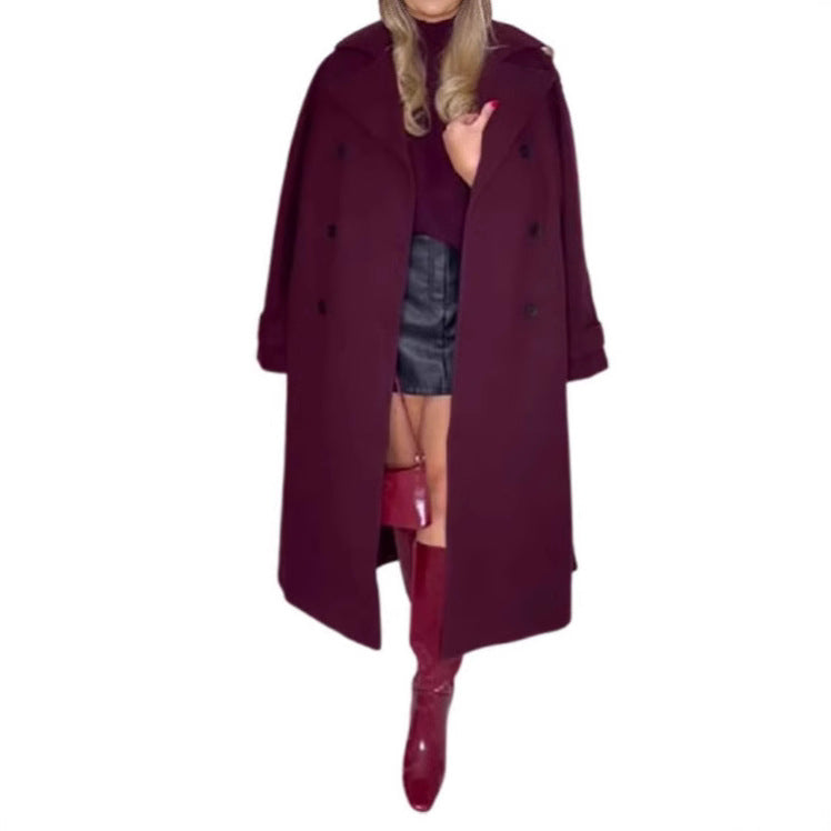 Damen Oversize-Trenchcoat mit doppelter Knopfreihe und großzügigen Taschen Drune
