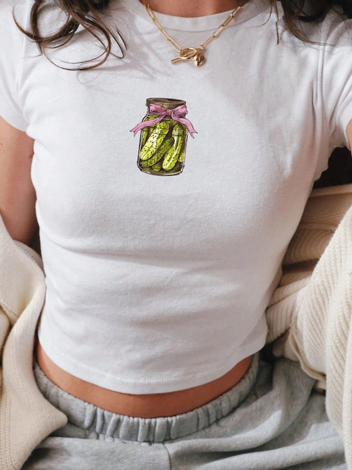 Damen Crop-Top mit auffälligem Schriftzug Drune