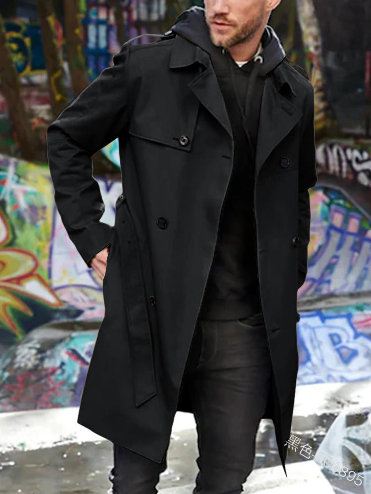 Herren modischer Trenchcoat mit praktischen Seitentaschen und abnehmbarem Innenfutter Drune