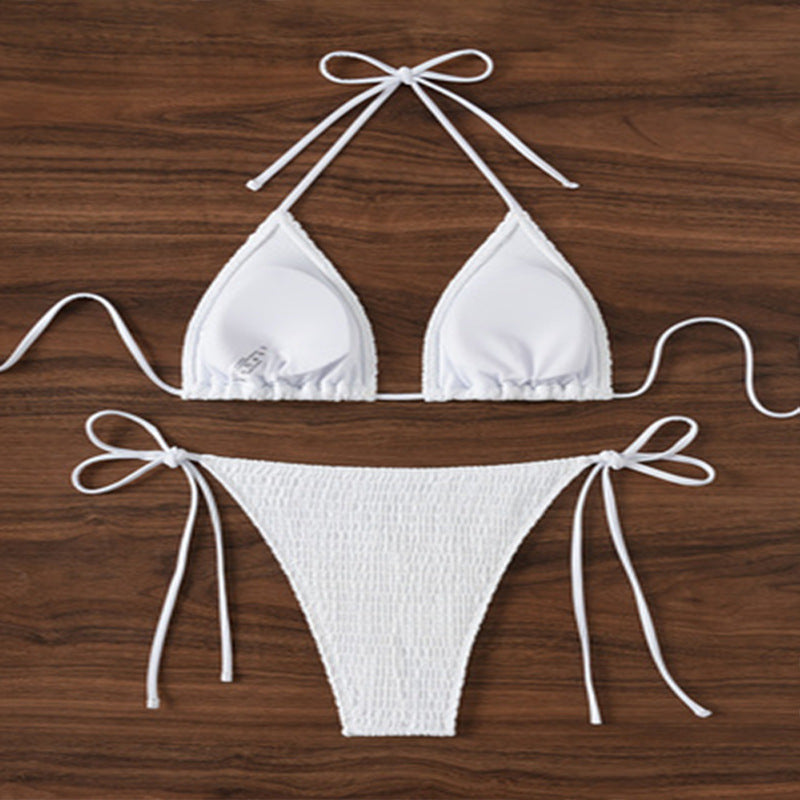 Damen Triangel-Bikini mit Rüschendetail und verstellbaren Trägern Drune