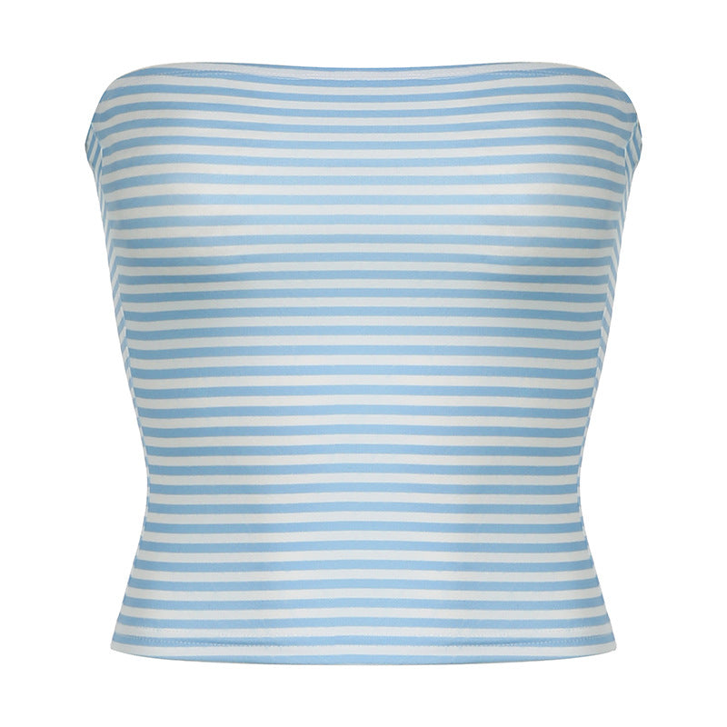 Damen Bandeau-Oberteil mit feinem Streifenmuster und elastischer Passform Drune
