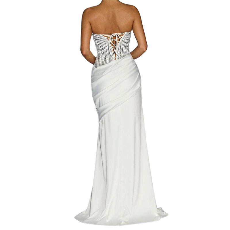 Damen Elegant Maxi-Kleid mit funkelndem Oberteil Drune