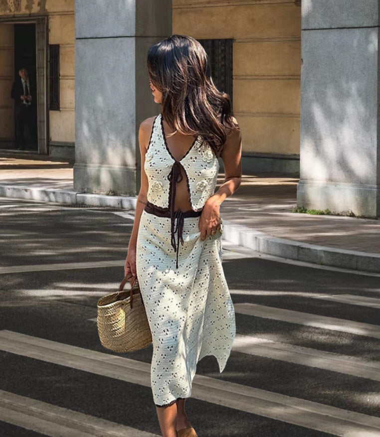 Damen Häkelkleid mit luftigen Schlitzen und eleganten Details Drune