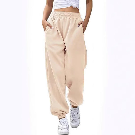 Damen nan lässige Jogginghose mit hohem Bund elastischen Knöchelabschlüssen und weichem Fleecefutter Drune