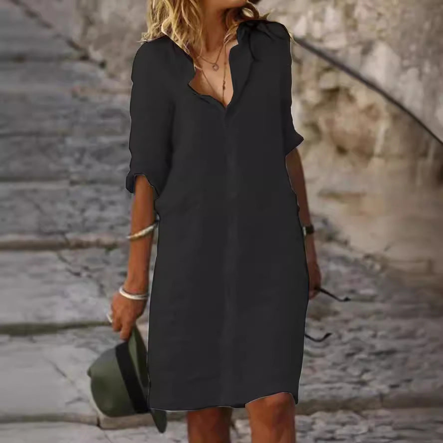 Damen Hemdblusenkleid aus leichter Baumwolle Drune