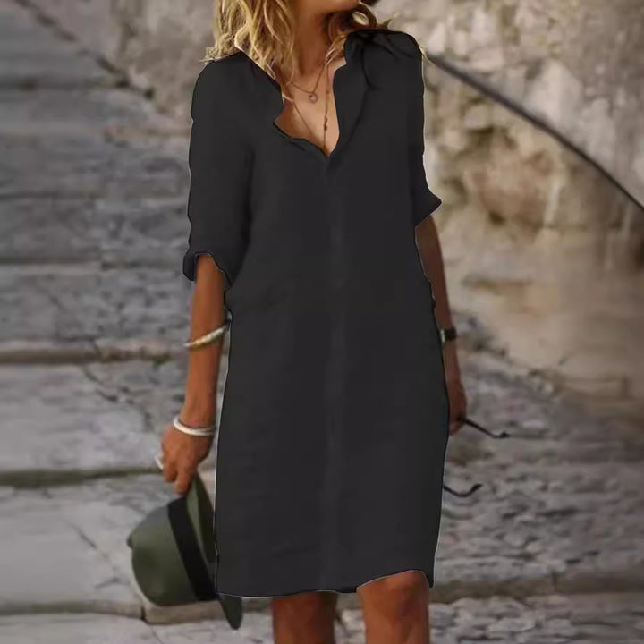 Damen Hemdblusenkleid aus leichter Baumwolle Drune