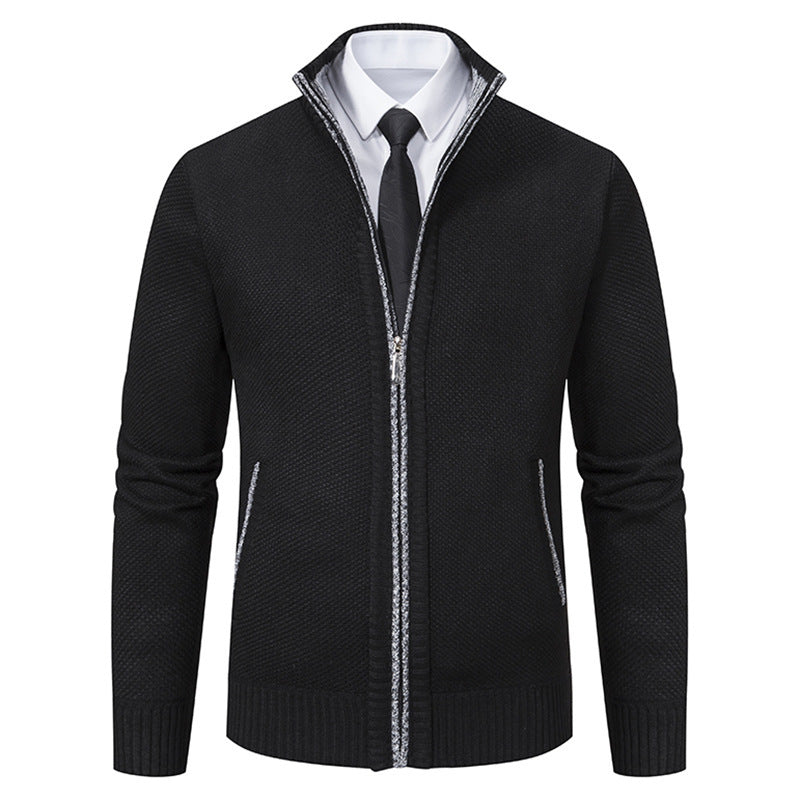 Herren elegante Strickjacke mit durchgehendem Reißverschluss und strukturiertem Design Drune