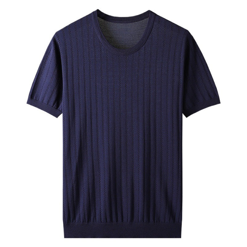 Damen Kurzarm Strickoberteil mit feinem Liniendesign und komfortablem Schnitt Drune