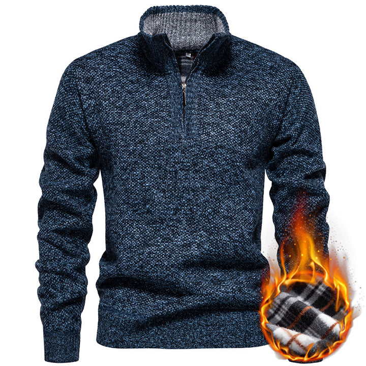 Herren Strickpullover mit halbem Reißverschluss und modischem Strukturdesign Drune