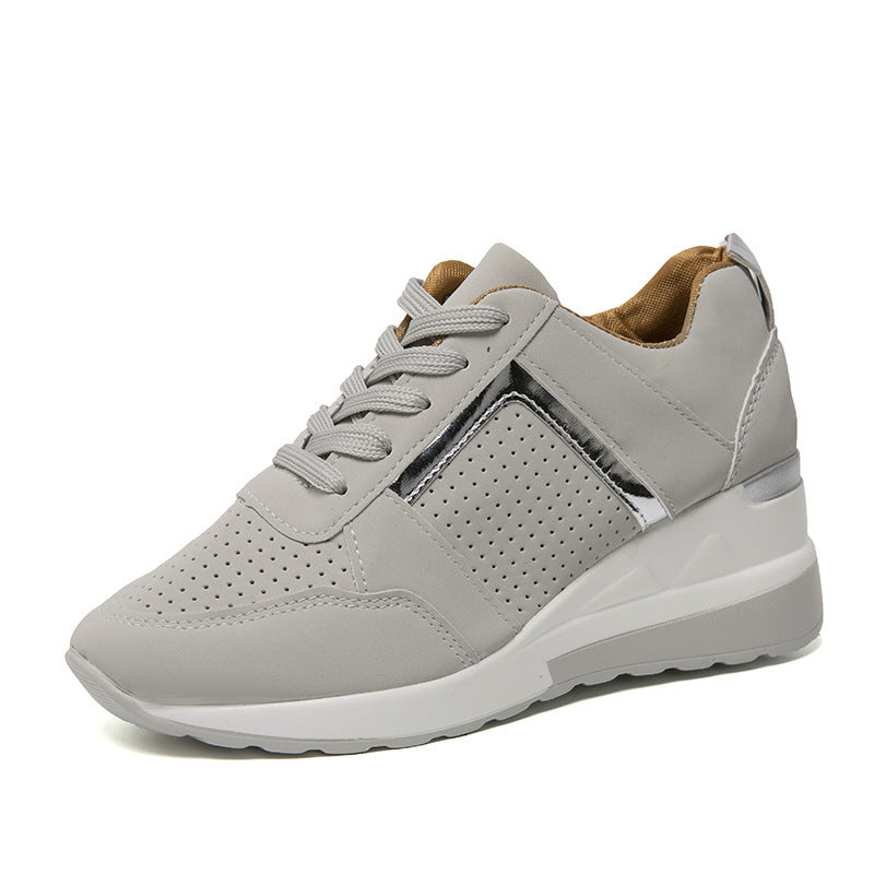 Damen nan sportive Plateau-Sneaker mit perforiertem Microfaser-Obermaterial gepolstertem Komfortfutter und reflektierendem Zierstreifen Drune