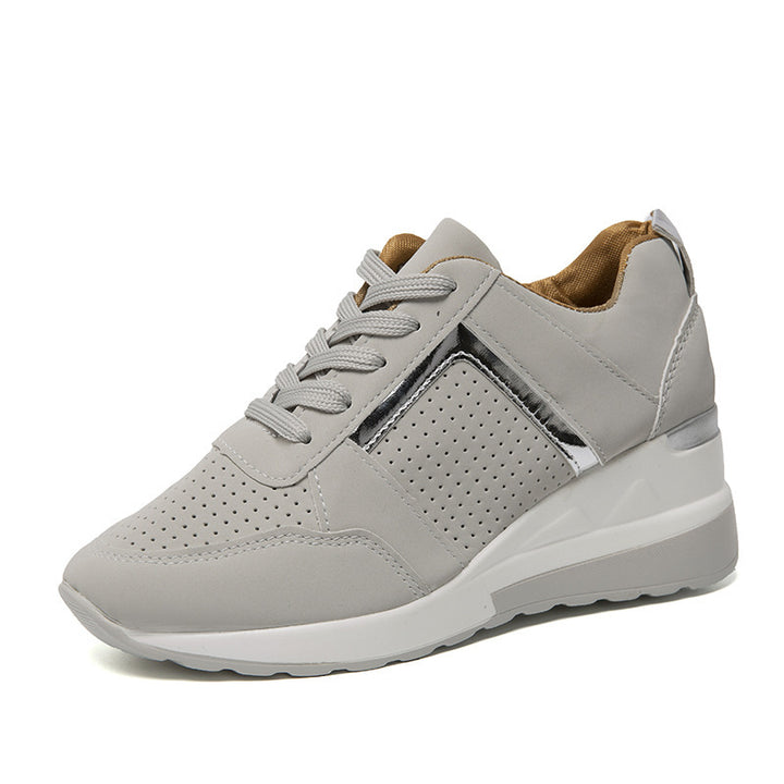 Damen nan sportive Plateau-Sneaker mit perforiertem Microfaser-Obermaterial gepolstertem Komfortfutter und reflektierendem Zierstreifen Drune