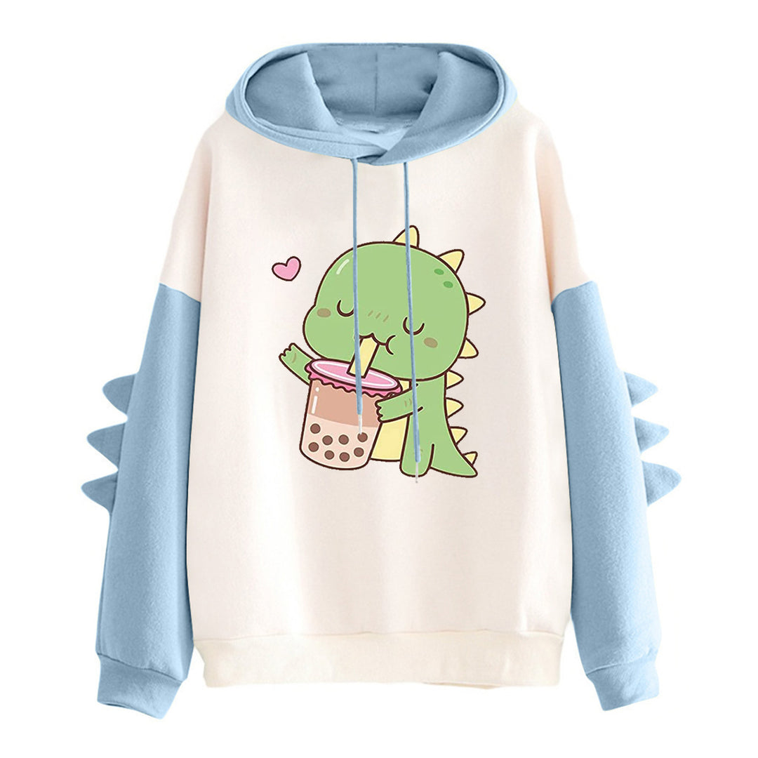 Damen Kapuzenpullover mit niedlichem Dinosauriermotiv und ergonomischem Schnitt Drune