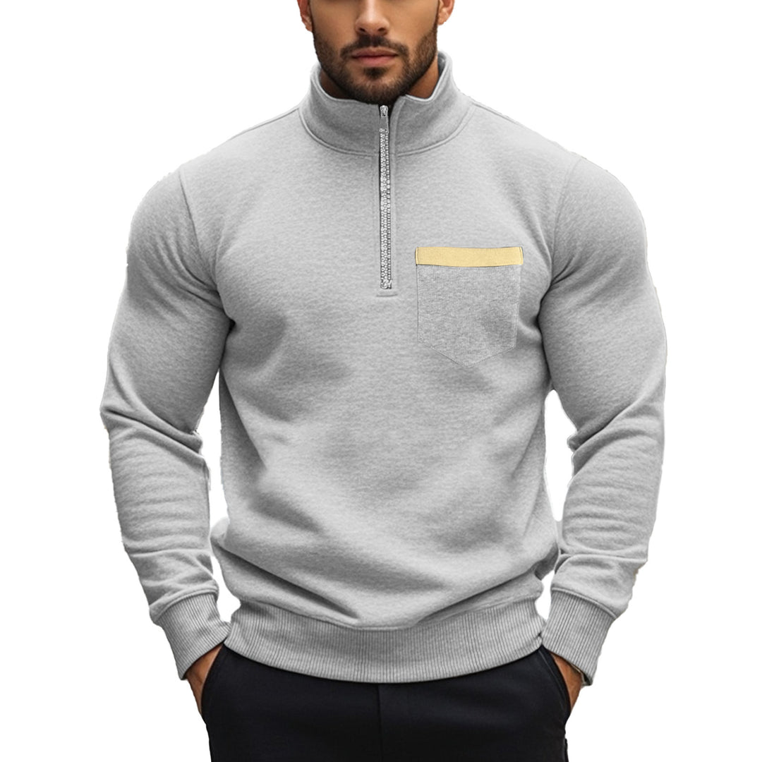 Herren nan thermischer Halbzip-Pullover mit Stehkragen und wärmendem Fleece-Innenfutter Drune