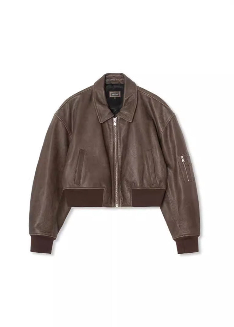 Drune | Charm Leder Bomberjacke