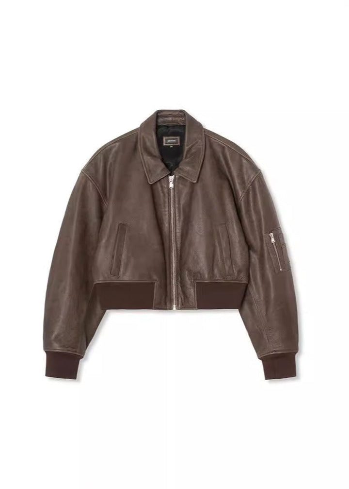 Drune | Charm Leder Bomberjacke