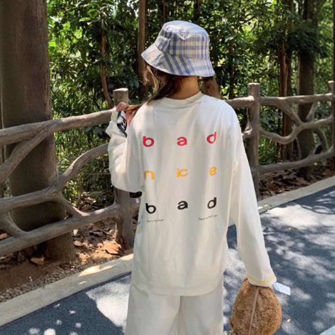 Damen lässiges Oversized Sweatshirt mit bunten Akzentstreifen Drune