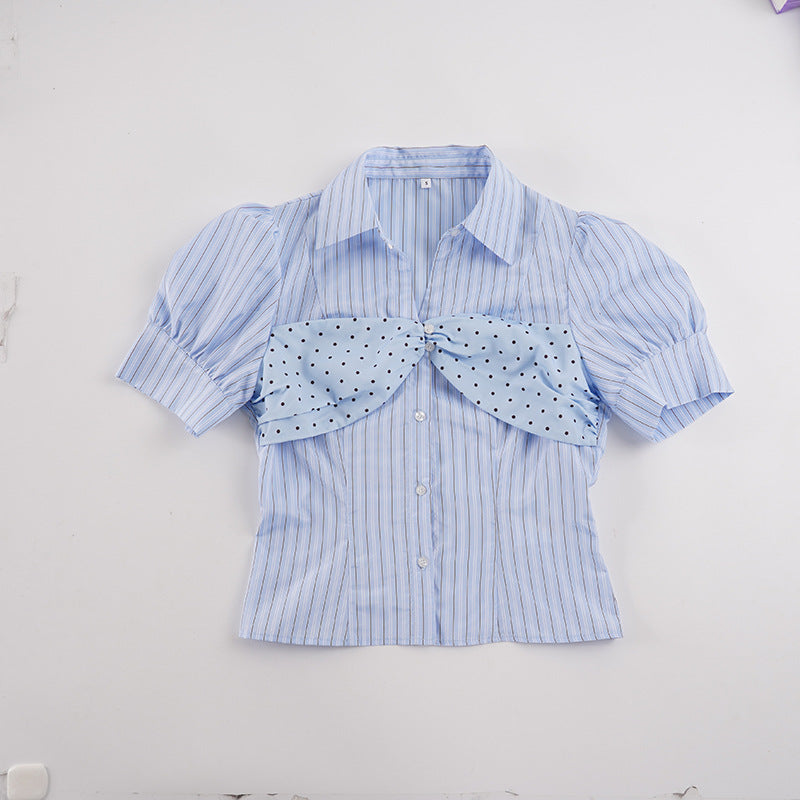 Damen Blusenshirt mit Puffärmeln und einzigartigem Bindedetail Drune