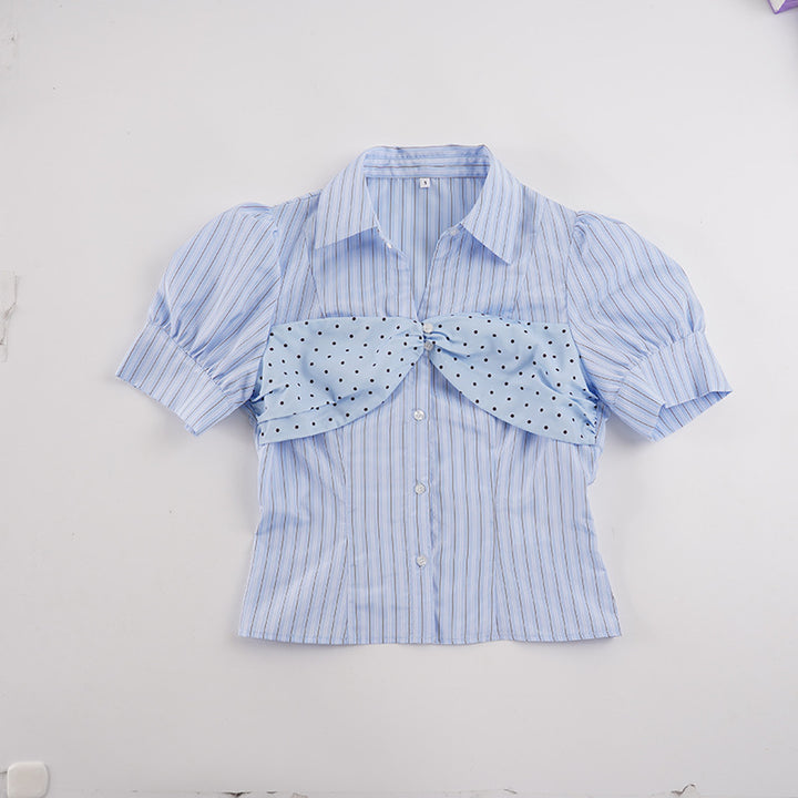 Damen Blusenshirt mit Puffärmeln und einzigartigem Bindedetail Drune