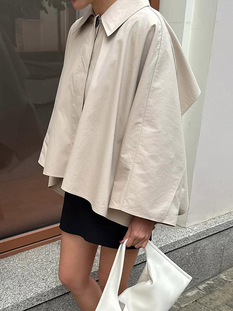 Damen lässige Übergangsjacke mit modischen Cape-Ärmeln Drune