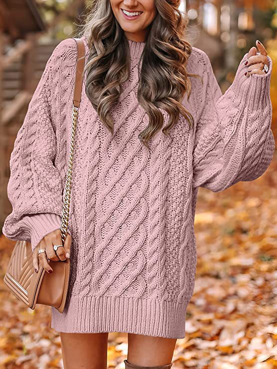 Damen grobstrick Pullover mit modernem Zopfmuster und oversized Schnitt Drune