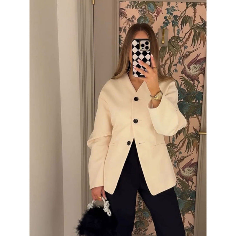 Damen Couture Blazer mit voluminösen Ärmeln und abgerundetem Kragen Drune