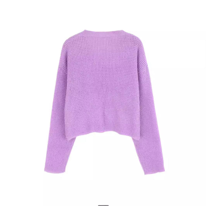 Damen lässiger V-Ausschnitt Pullover im Waffelmuster Drune