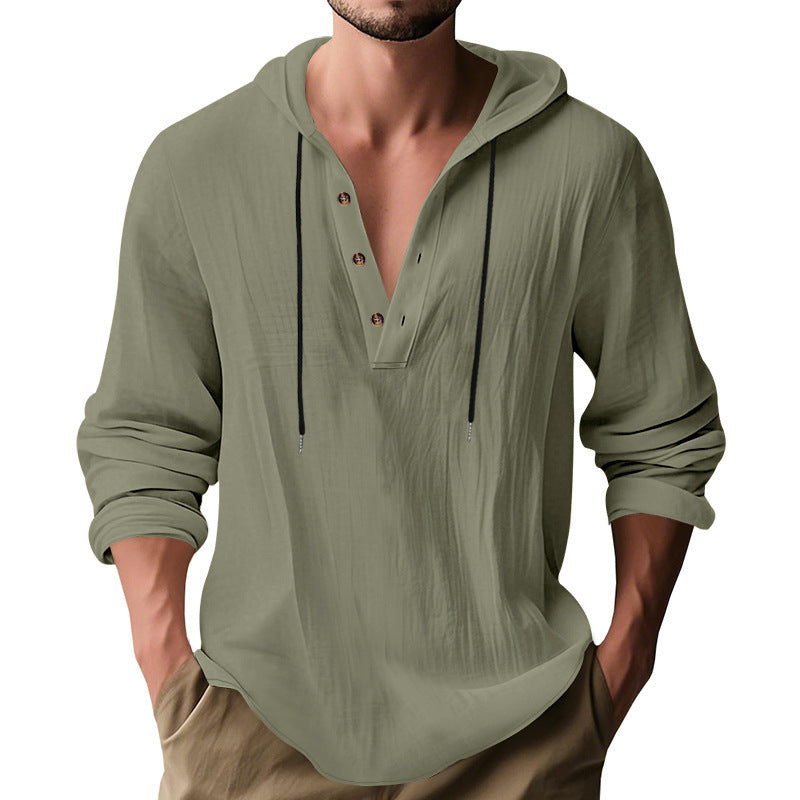 Herren Kapuzenshirt mit Knopfleiste und lässigem Schnitt Drune