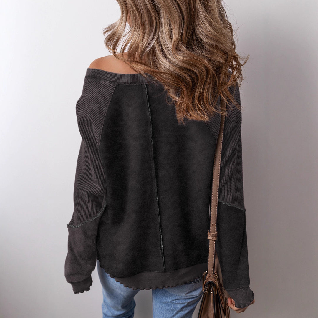 Damen lässiger Oversized-Pullover mit strukturiertem Material und weitem Schnitt Drune