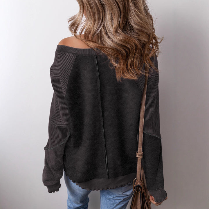 Damen lässiger Oversized-Pullover mit strukturiertem Material und weitem Schnitt Drune