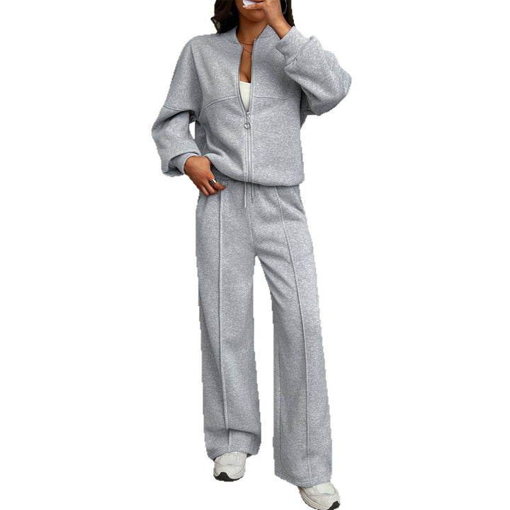 Damen nan Oversize-Sweatset mit Reißverschluss-Bomberjacke und Highwaist-Palazzohose Drune