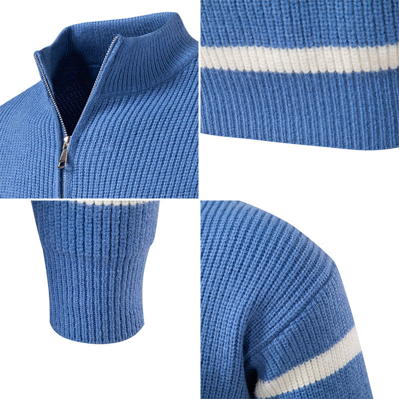 Herren modischer Rollkragenpullover mit strukturiertem Design und halbem Reißverschluss Drune