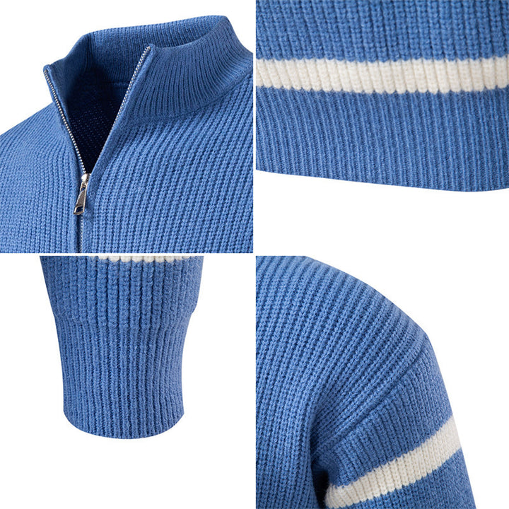 Herren modischer Rollkragenpullover mit strukturiertem Design und halbem Reißverschluss Drune