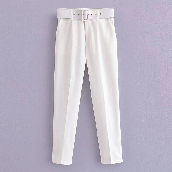 Damen weite Hochbundhose mit schickem Gürtel Drune