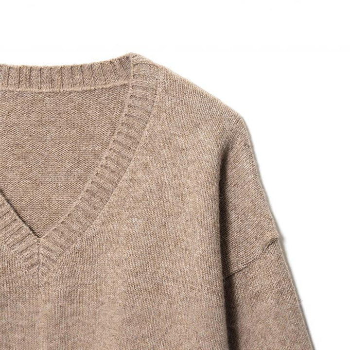 Damen Kaschmir-V-Ausschnitt Pullover Drune