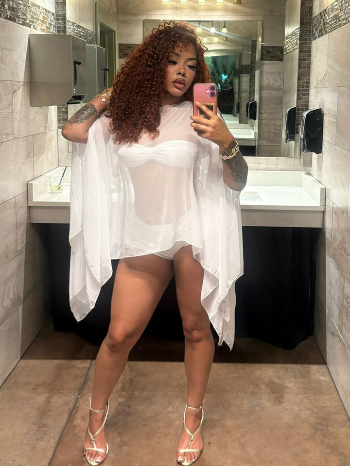 Damen transparenter Kaftan mit elegantem Schnitt und fließendem Stoff Drune