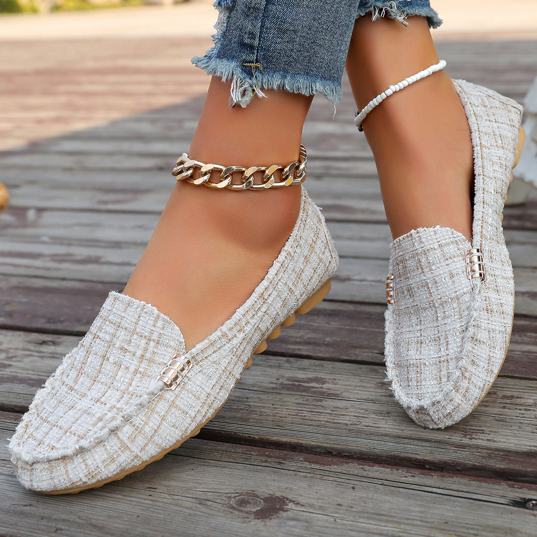 Damen nan Mokassin-Loafer mit Leopardenmuster, dekorativer Ziernaht und flexibler Noppenlaufsohle Drune