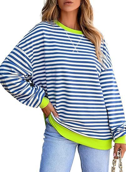 Damen lässiger Sweater mit breiten Streifen Drune