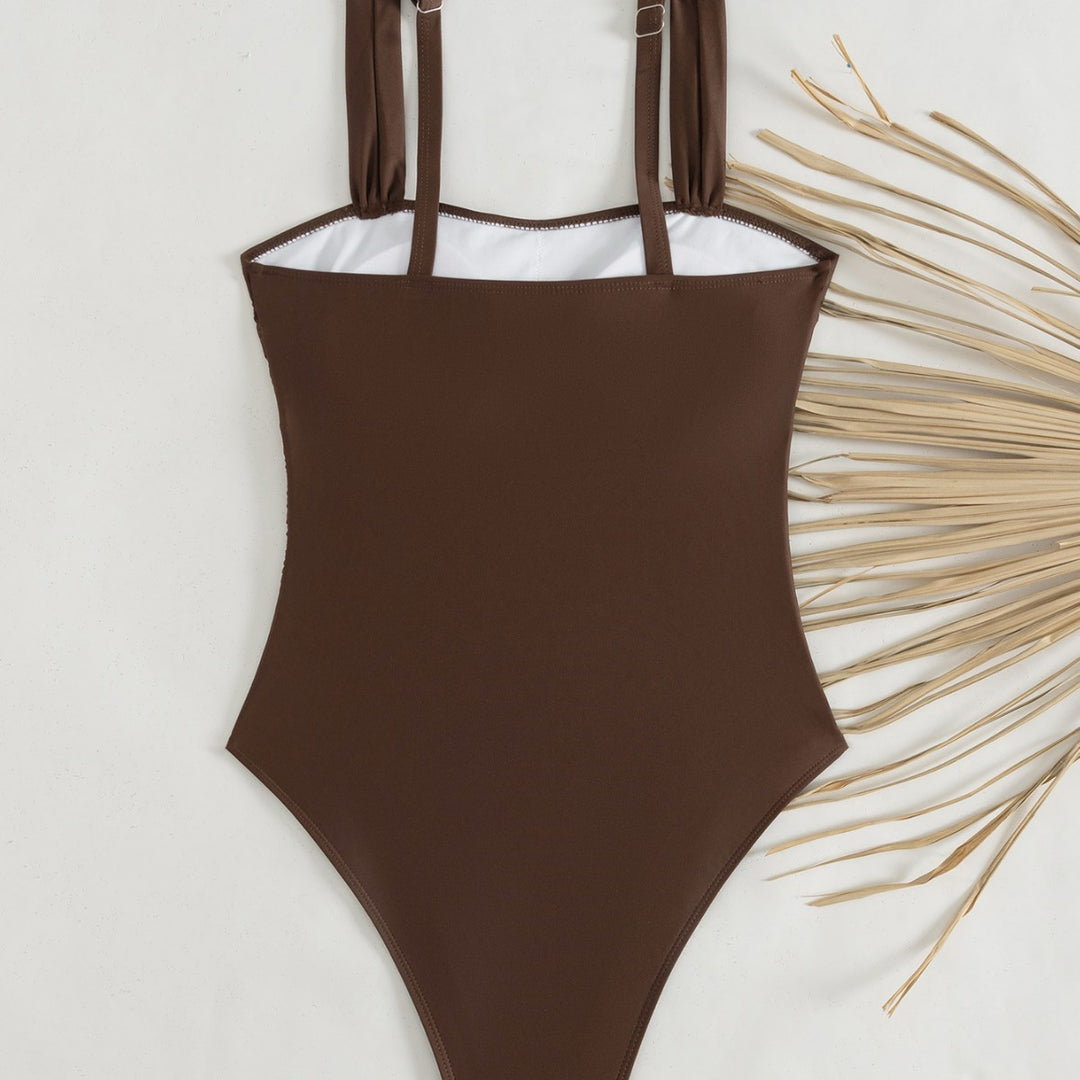 Damen Sportlicher Einteiler Badeanzug mit Rüschendetails Drune