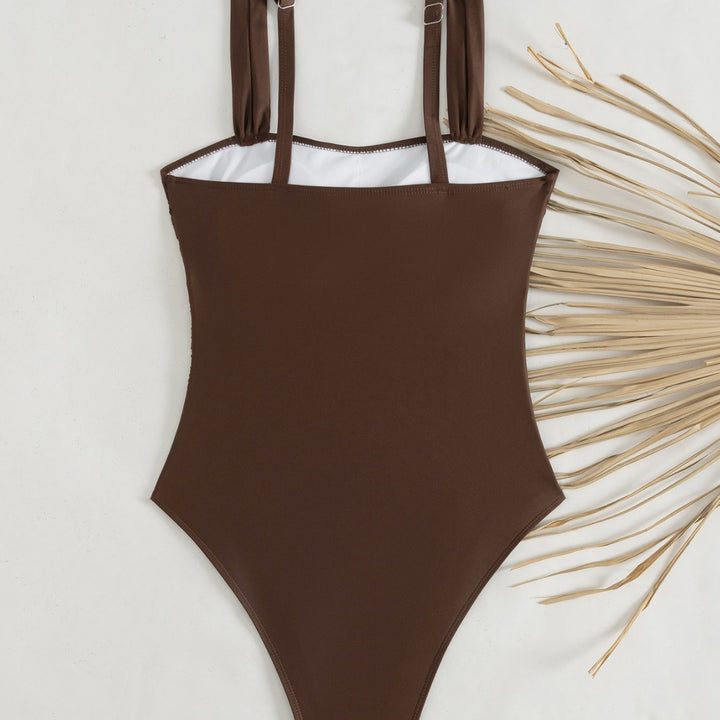 Damen Sportlicher Einteiler Badeanzug mit Rüschendetails Drune
