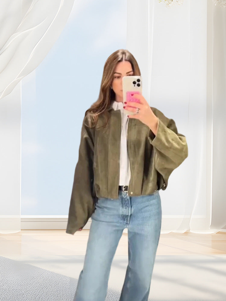 Damen elegante Wildlederjacke Drune